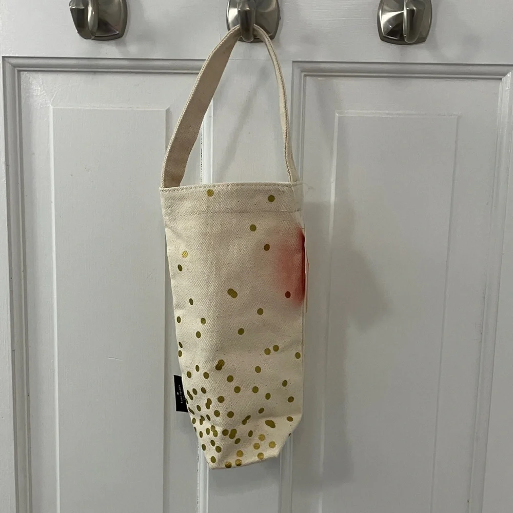 Kate Spade Gold Dot wine tote cream and Gold Canvas NWT handle bag gift bag